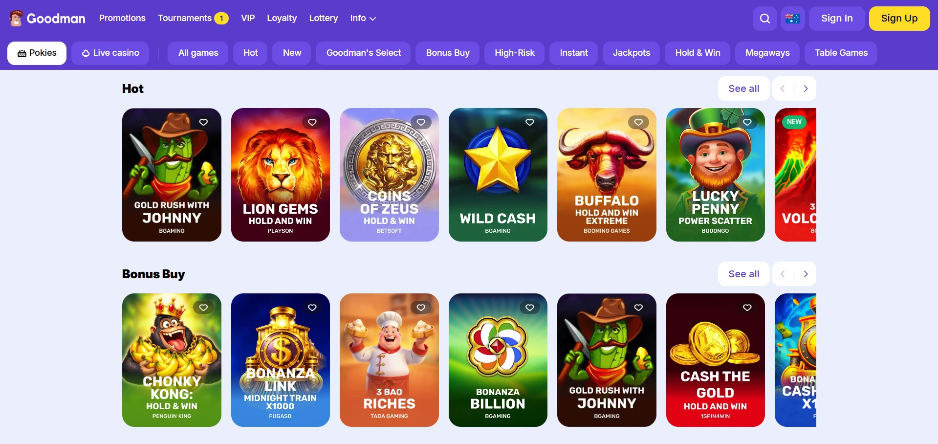 Goodman casino games lobby